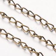 Iron Twisted Chains, Unwelded, Antique Bronze, Ring: about 3.5mm wide, 5.5mm long, 0.5mm thick(CH-017-AB)