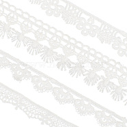 20 Yards 4 Styles Polyester Lace Trims, for Sewing and Art Craft Projects, White, 1/2~1-1/8 inch(13~27mm), 5 yards/style(OCOR-GF0002-66)