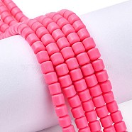 Handmade Polymer Clay Bead Strands, Column, Camellia, 6.5x6mm, Hole: 1.2mm, about 61pcs/strand, 15.75 inch(40cm)(CLAY-ZX006-01I)