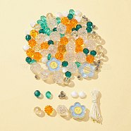 DIY Stretch Bracelet Making Kit, Including Round & Shell & Lantern & Oval & Flower Acrylic & Plastic Imitation Pearl Beads, Mixed Color, Beads: 6.5~13x0.8~8x0.8~9.5mm, Hole: 1.5~3.5mm, 108Pcs/set(DIY-FS0003-98)