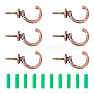 Spritewelry 16Pcs 2 Style Zinc Alloy Hook Hanger, C-shaped, with Plastic Window Curtain Hooks, Red Copper, 16pcs/bag(FIND-SW0001-04R)