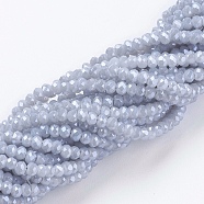 Electroplate Glass Beads Strands, Pearl Luster Plated, Faceted, Rondelle, Blue Violet, 3x2mm, Hole: 0.8~1mm, about 185~190pcs/strand, 15.5~16 inch(39.3~40.6cm)(X-GLAA-F078-PL04)