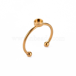 201 Stainless Steel Cuff Pad Ring Settings, Laser Cut, Golden, Tray: 4mm, US Size 8(18mm)(STAS-S080-042A-G)
