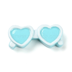 Opaque Resin Cabochons, Jewelry Making, Sky Blue, Glasses, 10.5x26x6.5mm(RESI-E046-02E)