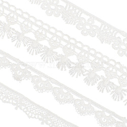 20 Yards 4 Styles Polyester Lace Trims, for Sewing and Art Craft Projects, White, 1/2~1-1/8 inch(13~27mm), 5 yards/style(OCOR-GF0002-66)