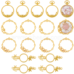 20Pcs 4 Styles Alloy Open Back Bezel Link Rings, for DIY UV Resin, Epoxy Resin, Pressed Flower Jewelry, Mixed Shapes, Golden, 23~44x33~65.5x2.5~4mm, Hole: 1.4~2.5mm, 5pcs/style(FIND-SP0006-02)