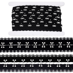 3 Yards Hook & Eye Tape, with Cotton Lace Band, Costume Edge Trimming, Black, 27x2mm(FIND-BC0005-17B)