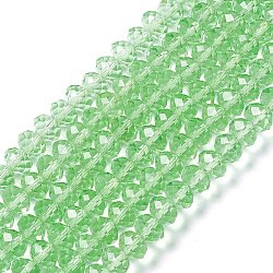 Handmade Glass Beads, Faceted Rondelle, Pale Green, 12x8mm, Hole: 1mm, about 72pcs/strand(X-G02YI0J4)