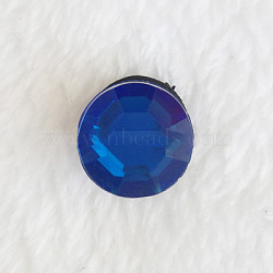 Acrylic Rhinestone Shoe Charms, for DIY Shoe Decoration, Round, Royal Blue, 14x10mm(FIND-WH0052-39B)