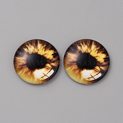 Glass Cabochons, Half Round/Dome with Eye Pattern, Coconut Brown, 30x7.5mm(GLAA-WH0033-75H-07)