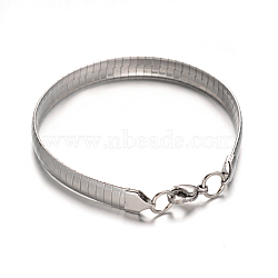 304 Stainless Steel Bracelets, with Lobster Claw Clasps, Stainless Steel Color, 2-1/2 inch(65mm)(BJEW-I226-02-8mm)