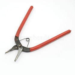 Jewelry Pliers, Iron Concave/Half Round Nose Pliers, with Plastic Handle, Red, 150x130x11mm(PT-N001-03)