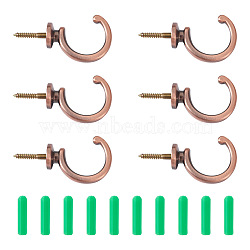 Spritewelry 16Pcs 2 Style Zinc Alloy Hook Hanger, C-shaped, with Plastic Window Curtain Hooks, Red Copper, 16pcs/bag(FIND-SW0001-04R)