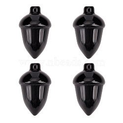 4Pcs Natural Black Obsidian Beads, No Hole/Undrilled, for Wire Wrapped Pendant Making, Filbert, 27.5~30x18~19.5mm(G-AR0004-87)