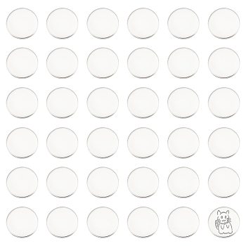 120Pcs 304 Stainless Steel Stamping Blank Tag Cabochons, Flat Round, Stainless Steel Color, 12x1mm
