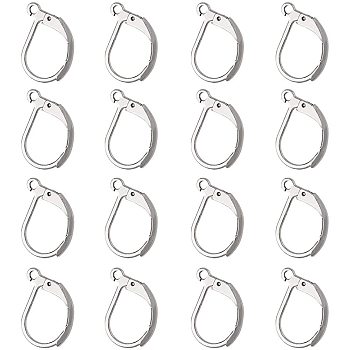 304 Stainless Steel Leverback Earring Findings, with Loop, Stainless Steel Color, 15x10x2mm, Hole: 1.5mm