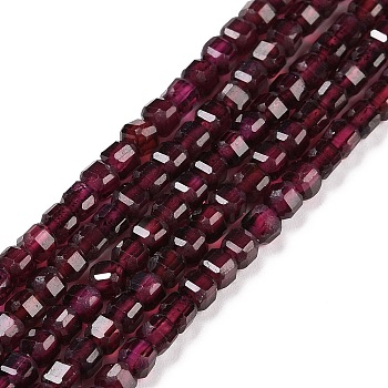 Natural Brazil Garnet Beads Strand, Faceted, Cube, 3.5x3.5x3.5mm, Hole: 0.7mm, about 112pcs/strand, 15.35 inch(39cm)