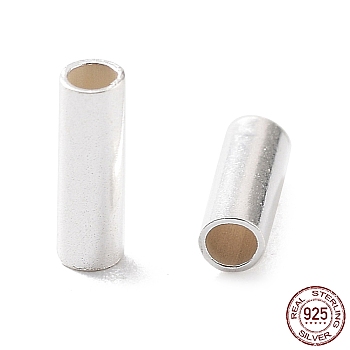 925 Sterling Silver Spacer Tube Beads, Column, Silver, 6x2mm, Hole: 1.5mm, about 146pcs(10g)/bag