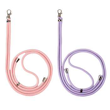 2 Set 2 Colors Polyester Universal Adjustable Cell Phone Strap Crossbody Neck Strap Phone Charms, with PVC Plastic Phone Tether Tab for Phones Full Coverage Case, Mixed Color, 64~73.5cm, 1 set/color