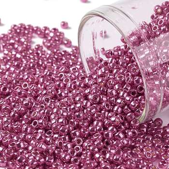 TOHO Round Seed Beads, Japanese Seed Beads, (PF563) PermaFinish Hot Pink Metallic, 11/0, 2.2mm, Hole: 0.8mm, about 1110pcs/10g