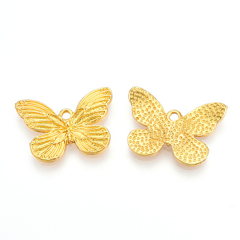 Alloy Pendants, Cadmium Free & Lead Free, Butterfly Charms, Golden, 15.5x21.5x2mm, Hole: 1.6mm