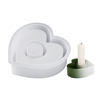 DIY Silicone Candle Holder Molds, Resin Cement Plaster Casting Molds, Heart, 84x86x27mm, Inner Diameter: 20mm