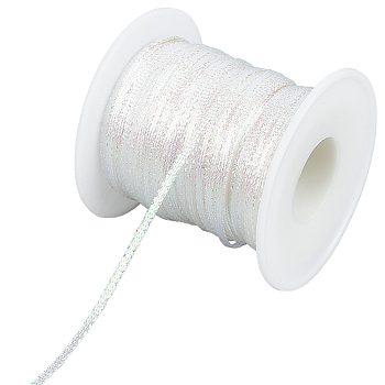 100M Nylon Braided Ribbon, Clothes Accessories, Flat, Clear AB, 1/8 inch(3mm), about 109.36 Yards(100m)/Roll