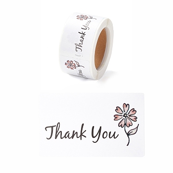 Thank You Stickers Roll, Rectangle Paper Gift Tag Stickers, Adhesive Labels Stickers, White, 3.4x6cm