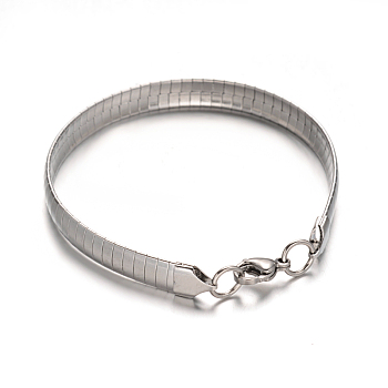 304 Stainless Steel Bracelets, with Lobster Claw Clasps, Stainless Steel Color, 2-1/2 inch(65mm)