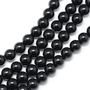 Synthetic Black Stone Bead Strands, Round, 10~11mm, Hole: 1mm, about 37~40pcs/strand, 14.9~15.1 inch(38~38.5cm)