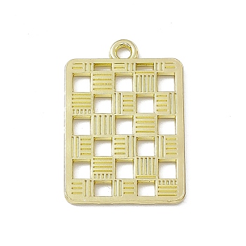 Alloy Pendants, Rectangle with Square Charm, Light Gold, 25.5x17.5x1mm, Hole: 1.8mm