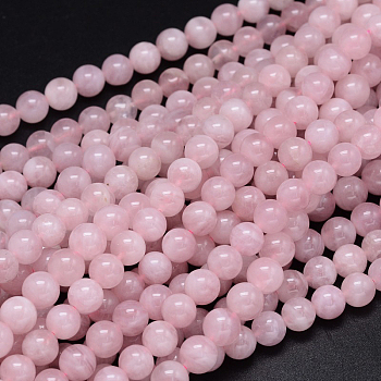 Natural Madagascar Rose Quartz  Beads Strands, Round, 8~8.5mm, Hole: 1.2mm, about 47~50pcs/strand, 15.7 inch(40cm)