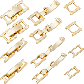 16Pcs 2 Styles Eco-Friendly Brass Watch Band Clasps, Long-Lasting Plated, Real 24K Gold Plated, 15~16x3.5~6.5x4mm, 8pcs/style