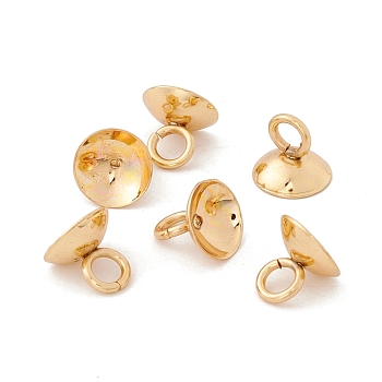 304 Stainless Steel Bead Cap Pendant Bails, for Globe Glass Bubble Cover Pendant Making, Half Round, Real 18K Gold Plated, 8x7mm, Hole: 3mm, 7.5mm inner diameter