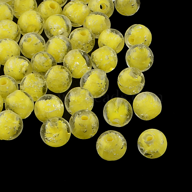 10mm Yellow Round Lampwork Beads