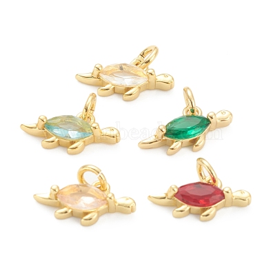 Real 18K Gold Plated Mixed Color Dinosaur Brass+Cubic Zirconia Charms
