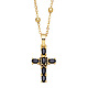 Fashionable Hip Hop Cross Pendant Necklace for Women with Micro Inlaid Gemstones and Zircon Crystals (NKB072)(ST0556035)-1