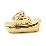 Ship Brass Pendants, Long-Lasting Plated, Rack Plating, Real 18K Gold Plated, 15.5~16x9.5x5mm, Hole: 3mm(KK-CJC0013-13G)