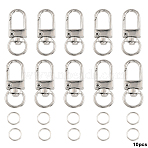 10Pcs Alloy Swivel Clasps, Lanyard Push Gate Snap Clasps, with 10Pcs Rack Plating Brass Jump Rings, Platinum & Silver, 3.3x1.3x0.5cm, Hole: 10x7mm(PURS-YW0001-02PS)