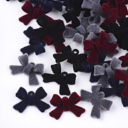 Flocky Iron Charms, Bowknot, Mixed Color, 10.5x15.5x4mm, Hole: 1mm(X-FIND-T046-09)