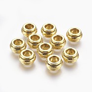 Tibetan Style Alloy Beads, Cadmium Free & Nickel Free & Lead Free, Drum, Antique Golden, 12x7mm, Hole: 7mm(TIBEB-A10319-AG-FF)