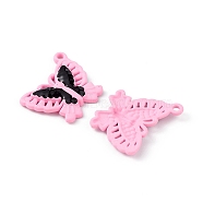 Spray Painted Alloy Pendants, Butterfly Charm, Pink, 17x19.5x2.5mm, Hole: 1.5mm(PALLOY-K001-37)