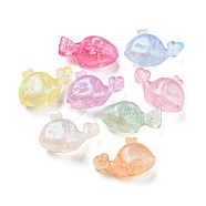 Transparent Luminous Acrylic Beads, Glitter Beads, Glow in the Dark, Whale, Mixed Color, 12.5x19.5x9.5mm, Hole: 2.2mm, about 537pcs/500g(MACR-D024-37)