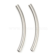 304 Stainless Steel Tube Beads, Curved Tube, Stainless Steel Color, 30x2.5mm, Hole: 2mm(STAS-B047-27K-P)