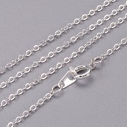 Brass Cable Chain Necklaces, Silver Color Plated, 20 inch, 2x1.5mm(SW028-05-S)