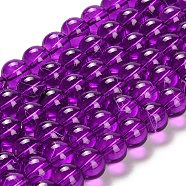 Drawbench Transparent Glass Beads Strands, Spray Painted, Round, Indigo, 10mm, Hole: 1.3~1.6mm, 31.4 inch(GLAD-Q012-10mm-20)