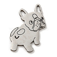304 Stainless Steel Pendants, Laser Cut, Bulldog Charm, Stainless Steel Color, 22x16x1mm, Hole: 2.8x1mm(STAS-NH0001-01A-P)