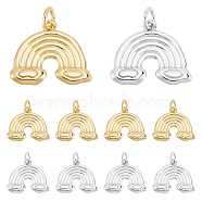 SUPERFINDINGS 12Pcs 2 Colors Rack Plating Brass Pendants, Long-Lasting Plated, with Jump Rings, Rainbow with Cloud, Platinum & Golden, 14x16.5x2.5mm, Hole: 3mm, 6pcs/color(FIND-FH0004-03)