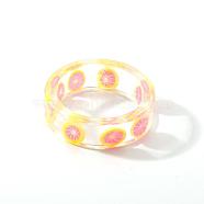 Resin Plain Band Rings, Polymer Clay Fruit Slice inside Rings for Women Girls, Grapefruit, 17mm(FS-WG41763-10)