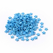 Handmade Polymer Clay Cabochons, Star, Deep Sky Blue, 5x5x1mm(CLAY-A002-01B)